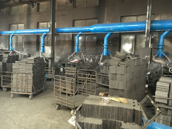 衡水故城縣剎車(chē)片廠(chǎng)車(chē)間安裝集中布袋除塵系統(tǒng)